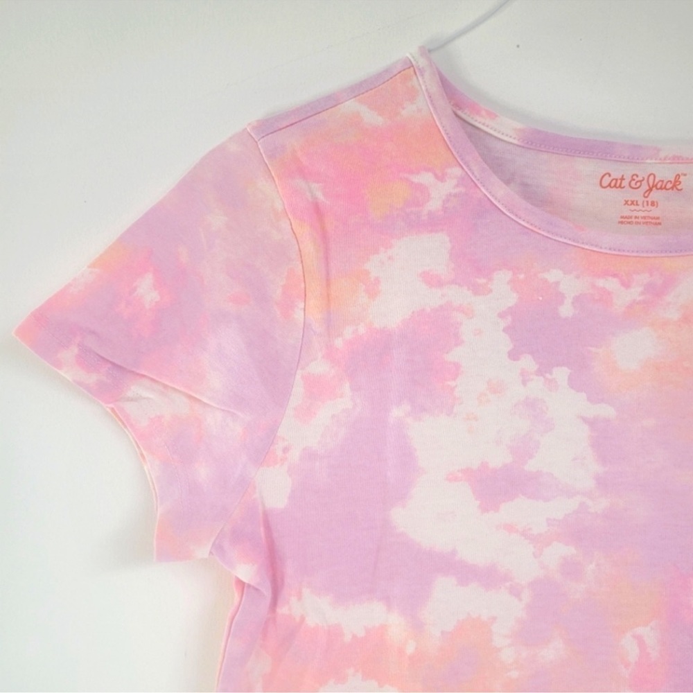 🇺🇸$3🇺🇸 Cat and Jack Pink Orange White Short Sleeve Tie Dye Casual Dress Pockets - Picture 3 of 5